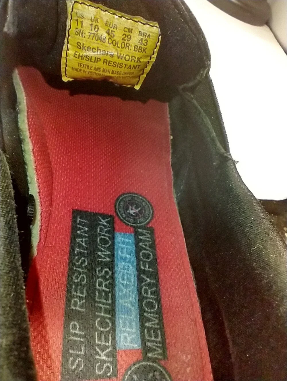 Skechers Work Black Slip Resistant Relaxed Fit Slip On Shoes Men's sz 11 (77048)
